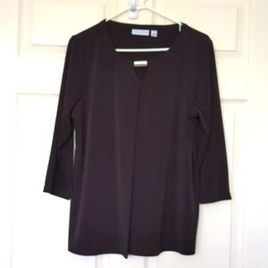 Susan Graver Women's Black Pullover Essential Knit 3/4 Sleeve Top Size Medium